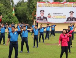 Tingkatkan Imunitas dan Daya Tahan Tubuh, Personel  Polres Bengkulu Utara Gelar Senam Pagi 